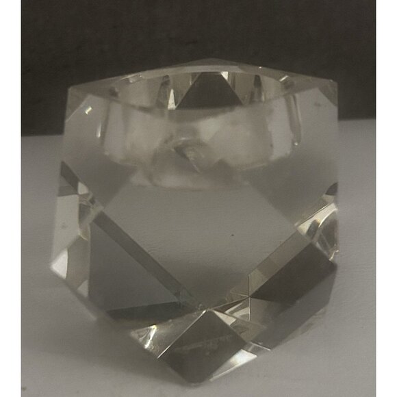 Vintage Faceted Crystal Paperweight Clear Geometric Design - Picture 1 of 4